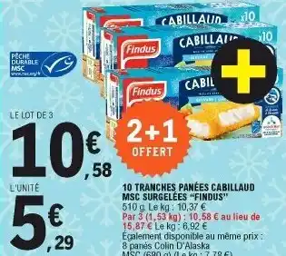 E.Leclerc 10 Tranches Panées Cabillaud offre