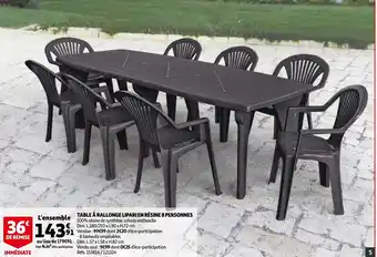 Auchan Table à Rallonge lipari en résine 8 Personnes offre