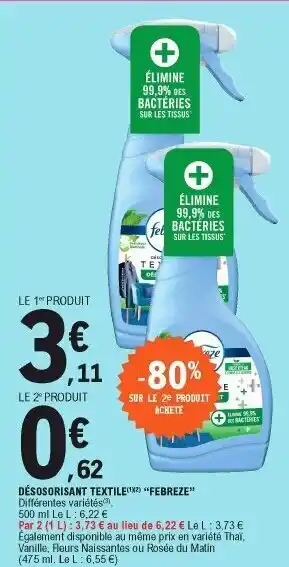 E.Leclerc Désodorisant Textile Febreze offre