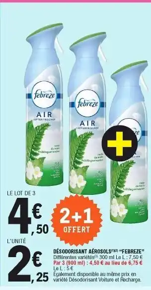 E.Leclerc Désodorisant Aérosols Febreze offre