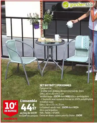Auchan Set Bistrot 2 Personnes offre