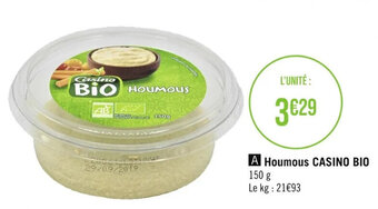 Casino Supermarchés Houmous CASINO BIO offre