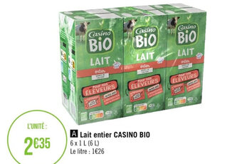 Casino Supermarchés Lait entier CASINO BIO offre