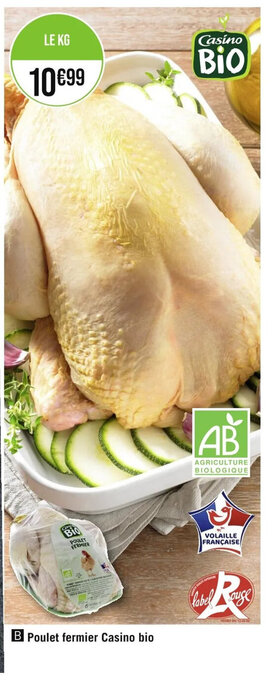Casino Supermarchés Poulet fermier Casino bio offre