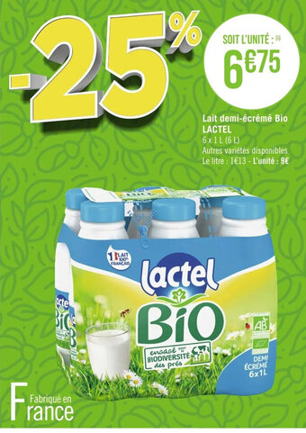Casino Supermarchés Lait demi-écrémé Bio LACTEL offre