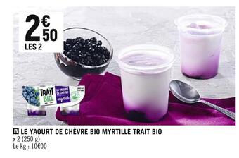 Spar Le yaourt de chèvre bio myrtille trait bio offre