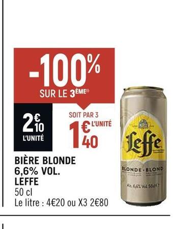 Leffe bière blonde 6,6% vol