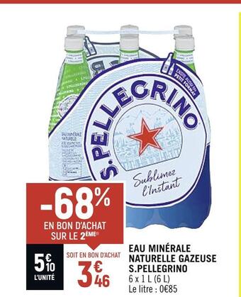 Petit Casino S.pellegrino eau minérale naturelle gazeuse offre