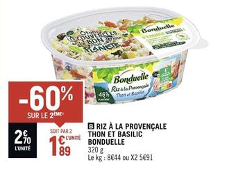 Bonduelle riz à la provençale thon et basilic