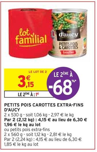 Intermarché D'aucy petits pois carottes extra-fins offre
