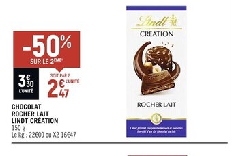 Spar Lindt chocolat rocher lait création offre