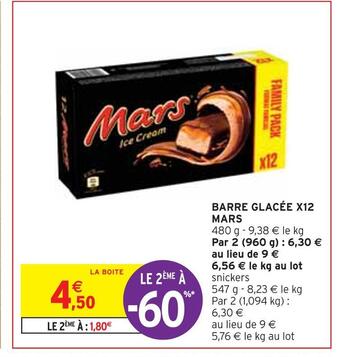 Intermarché Mars barre glacée x12 offre