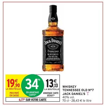 Jack daniel's whiskey tennessee old n°7
