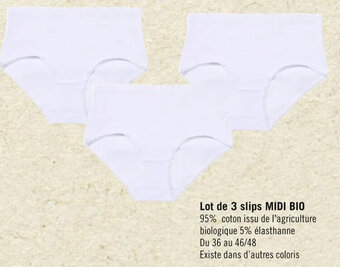 Casino Supermarchés Lot de 3 slips MIDI BIO offre