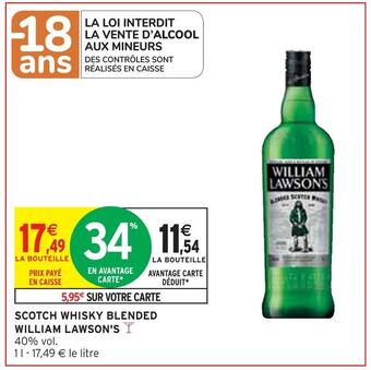 Intermarché William lawson's scotch whisky blended offre