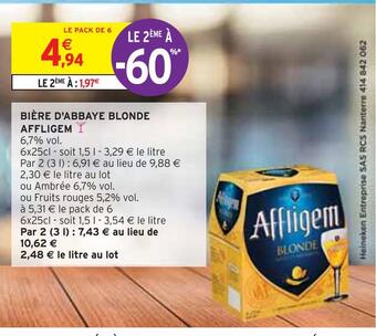 Intermarché Affligem bière d'abbaye blonde offre