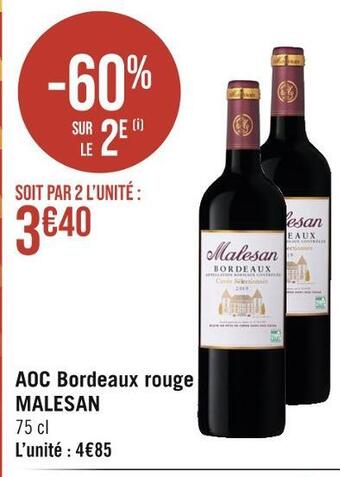 Aoc bordeaux rouge malesan