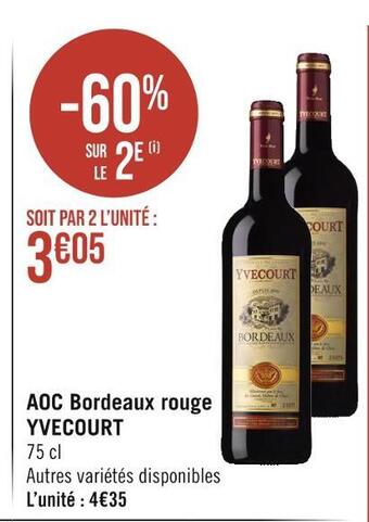 Casino Hyperfrais Yvecourt aoc bordeaux rouge offre