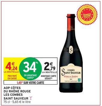 Intermarché Les combes saint sauveur aop côtes du rhône rouge offre