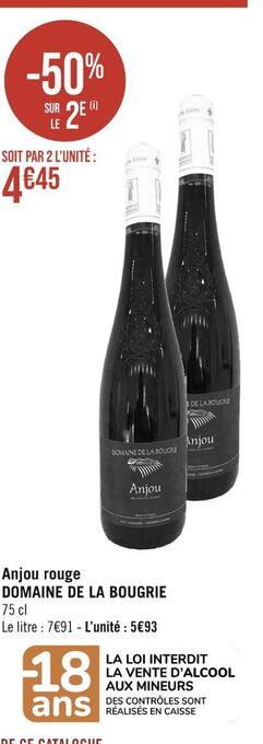 Casino Hyperfrais Domaine de la bougrie anjou rouge offre