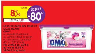 Intermarché Omo lessive caps x27 rose et lilas blanc (b) offre