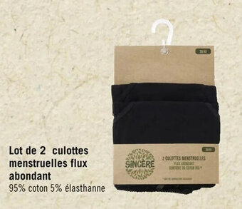 Casino Supermarchés Lot de 2 culottes menstruelles flux abondant offre