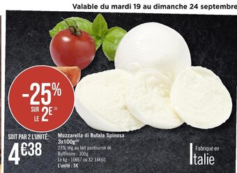 Casino Hyperfrais Mozzarella di bufala spinosa 3x100g offre