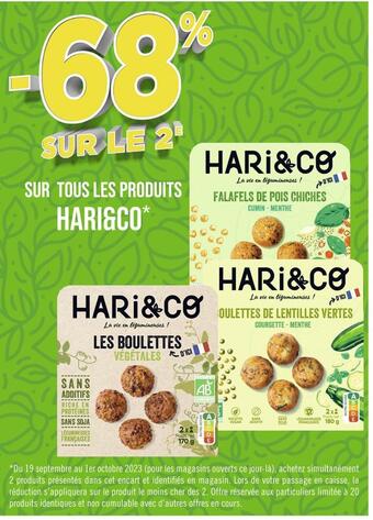 Casino Hyperfrais Hari&co -68% sur le 2e sur tous les produits hari&co offre