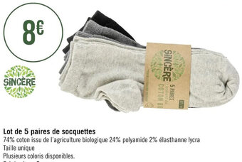 Casino Supermarchés Lot de 5 paires de socquettes offre