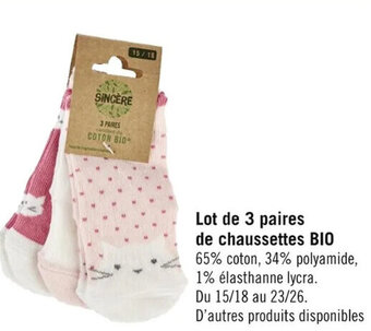 Casino Supermarchés Lot de 3 bodies BIO 100% coton BIO. offre