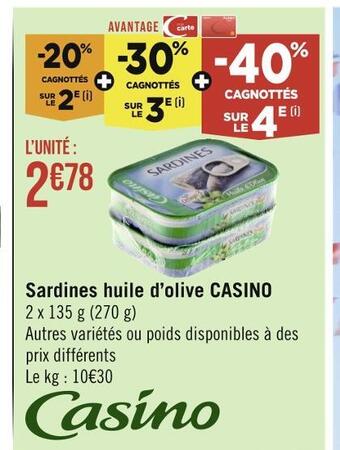 Casino Hyperfrais Casino sardines huile d’olive offre