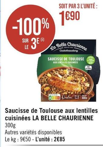 Casino Hyperfrais La belle chaurienne saucisse de toulouse aux lentilles cuisinées offre