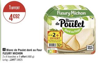 Fleury michon blanc de poulet doré au four