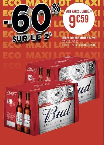 Casino Supermarchés Bud bière blonde 5% vol offre