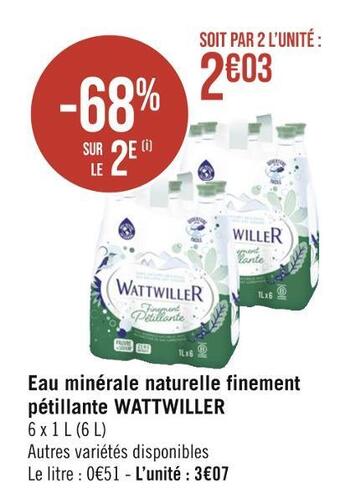 Casino Supermarchés Wattwiller eau minérale naturelle finement pétillante offre