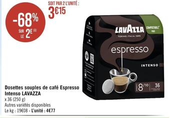 Casino Hyperfrais Lavazza dosettes souples de café espresso intenso offre