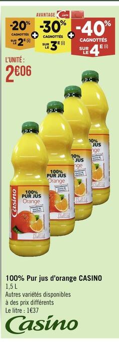 Casino 100% pur jus d’orange