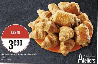 Casino Supermarchés 5 croissants + 5 pains au chocolat offre