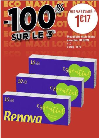 Casino Supermarchés Renova mouchoirs étuis blanc essential offre