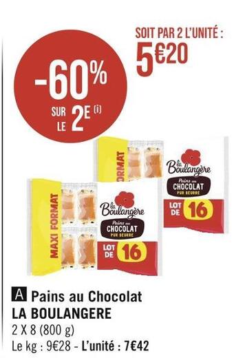 Casino Supermarchés La boulangere pains au chocolat offre