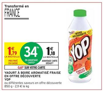 Intermarché Yop yaourt à boire aromatisé fraise en offre découverte offre