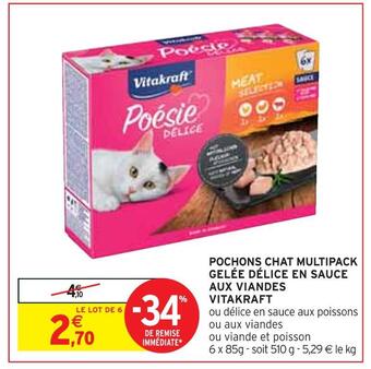 Intermarché Vitakraft pochons chat multipack gelée délice en sauce aux viandes offre