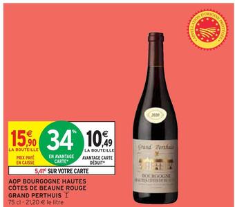 Intermarché Aop bourgogne hautes côtes de beaune rouge grand perthuis offre