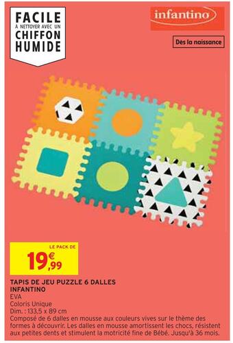 Intermarché Infantino tapis de jeu puzzle 6 dalles offre