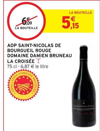 Intermarché Domaine damien bruneau aop saint-nicolas de bourgueil rouge la croisée offre