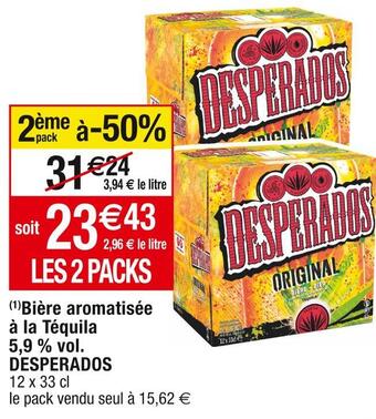 Cora x Carrefour Desperados bière aromatisée à la téquila 5,9 % vol offre