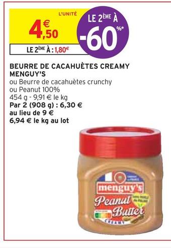 Intermarché Menguy's beurre de cacahuètes creamy offre