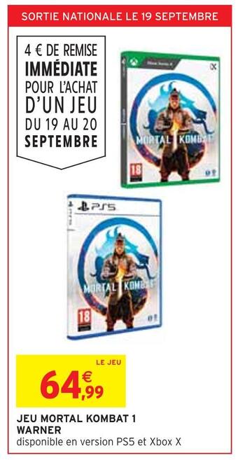 Intermarché Jeu mortal kombat 1 warner offre