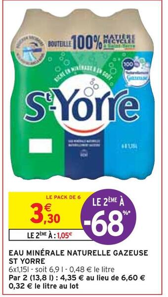 Intermarché St yorre eau minérale naturelle gazeuse offre