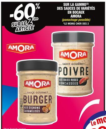 Cora x Carrefour Amora -60% sur le 2éme article sur la gamme des sauces de variétés en bocaux amora offre